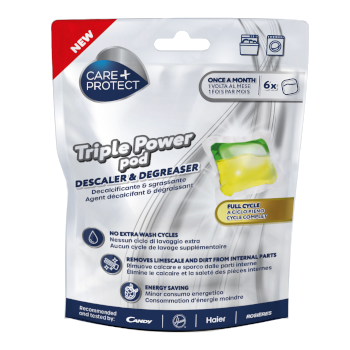 CARE + PROTECT Triple Power Pod anticalcare e sgrassanti per lavatrice/lavastoviglie