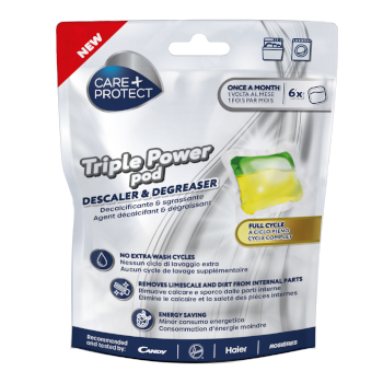 CARE + PROTECT Triple Power Pod Descaler & Degreaser for Washing Machine/Dishwasher
