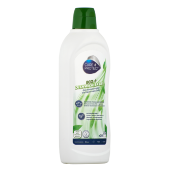 CARE + PROTECT ECO+ Gel per lavastoviglie tutto in uno:  sgrassatore, brillantante, sale e neutralizzatore di odori