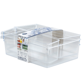 CARE + PROTECT Organizer per frigorifero, kit con 3 misure, trasparente